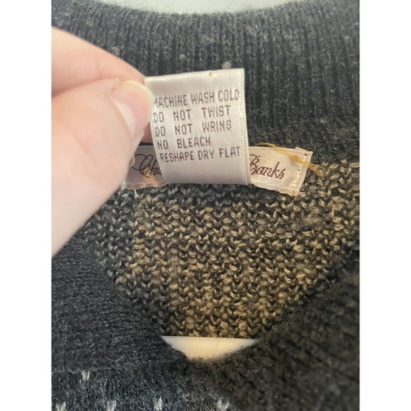 VTG Christopher & Banks Sweater Womens Small Wool Cotton Blend Geometric Striped - Picture 8 of 8